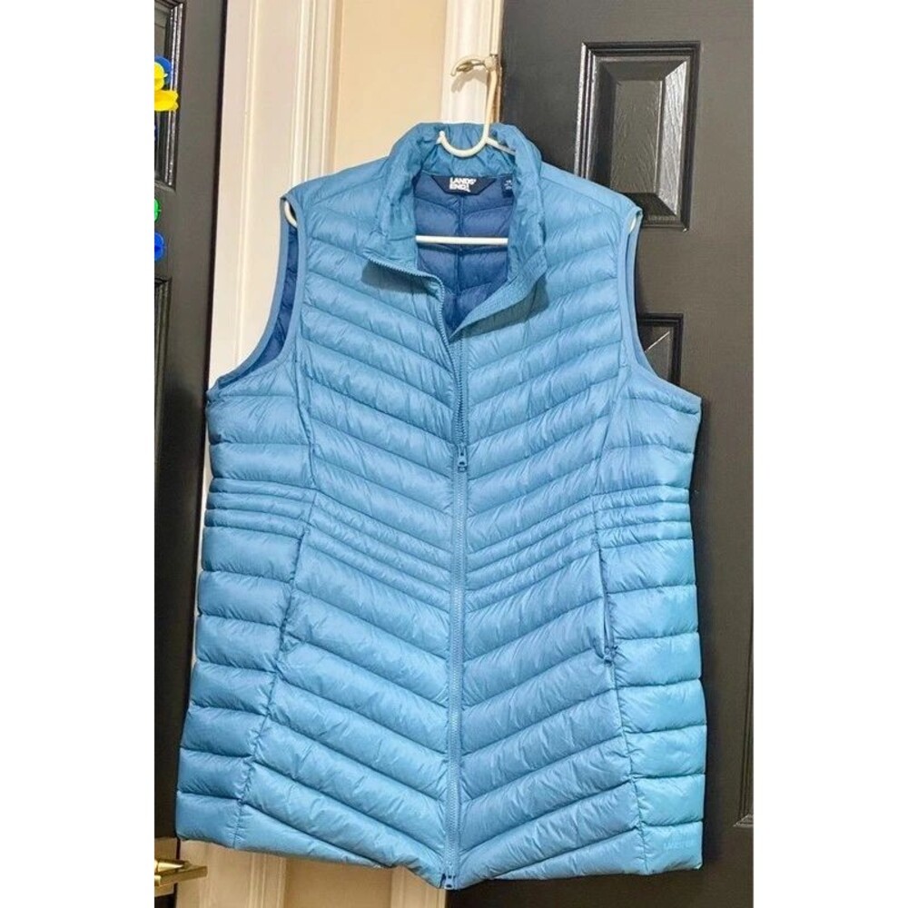 Lands’ End Wanderweight Packable Down Vest / Puffer Gilet – Light Blue 1X
